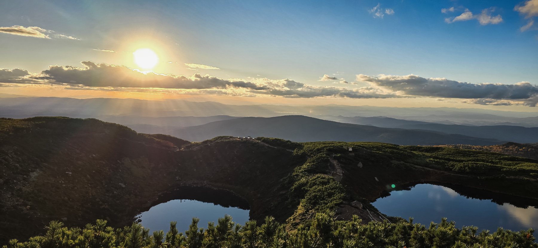 Sunset over the ponds at Asahidake